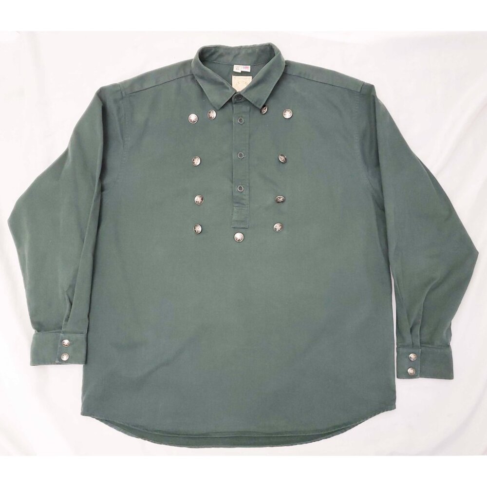 Wah Maker Men's Vintage Green Cavalry Bib Long Sleeve Old West Shirt USA XL - Picture 4 of 9